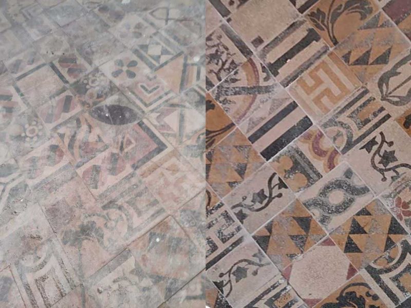 Restauro pavimento in graniglia decorata a Roma